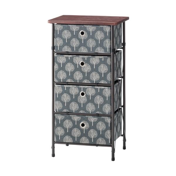 チェスト 4段 幅40cm ローチェスト スチール 小物収納 ランドリー リビングチェスト 収納家具 収納棚 電話台 FAX台 グレー | 