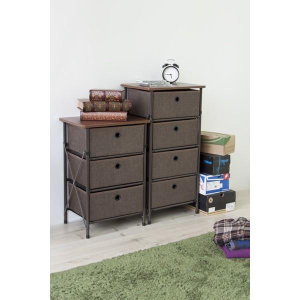 チェスト 3段 幅40cm ローチェスト スチール 小物収納 ランドリー リビングチェスト 収納家具 収納棚 電話台 FAX台 ブラウン |  | 03