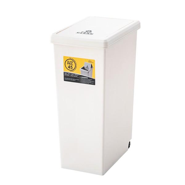 ダストボックス ４５Ｌ キャスター付き フタ付き ふた付き ごみ箱 ゴミ箱 トラッシュカン トラッシュボックス 野外 ホワイト | 