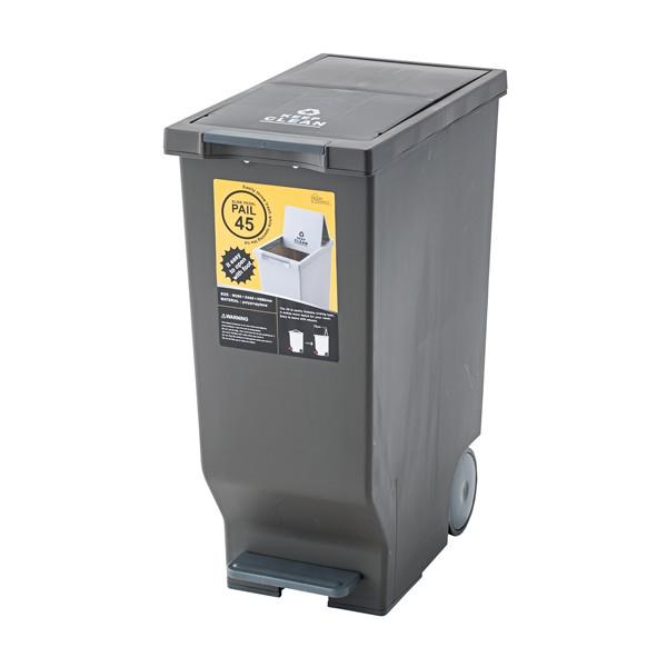 ダストボックス ４５Ｌ キャスター付き ふた付き ペダル ごみ箱 ゴミ箱 トラッシュカン トラッシュボックス 野外 おしゃれ ブラウン | 