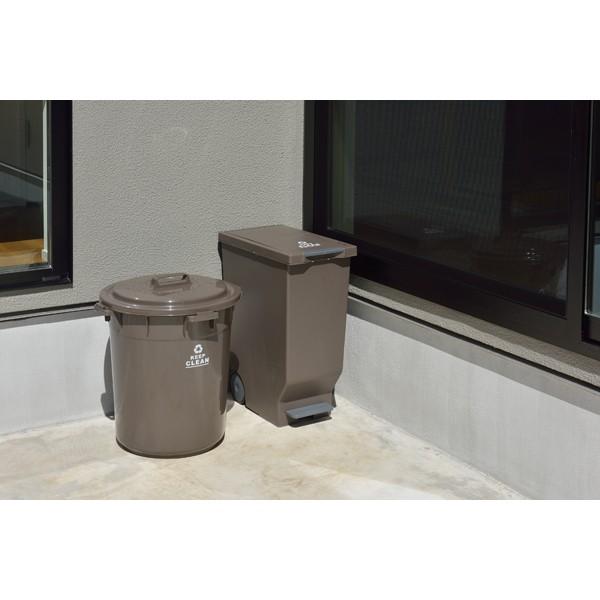 ダストボックス ４５Ｌ キャスター付き ふた付き ペダル ごみ箱 ゴミ箱 トラッシュカン トラッシュボックス 野外 おしゃれ ブラウン |  | 03