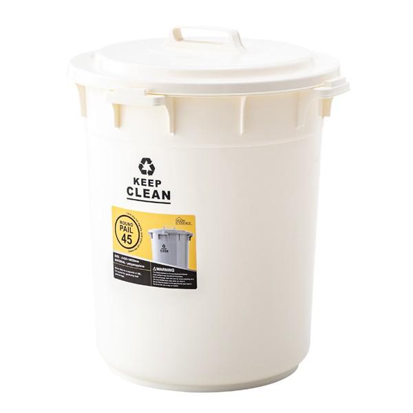 ペール４５Ｌ ダストボックス フタ付き ふた付き ラウンド 円形 丸 ごみ箱 ゴミ箱 トラッシュボックス 野外 北欧 おしゃれ ホワイト | 