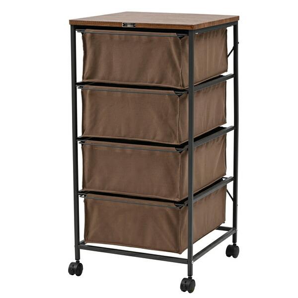 チェスト4段 ブラウン キャンバスチェスト キャスター付き 衣装ケース タンス クローゼット 収納 おもちゃ 洋服 洗面所 シンプル 隙間収納 おしゃれ | 