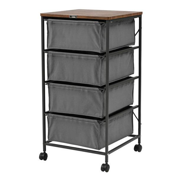 チェスト4段 グレー キャンバスチェスト キャスター付き 衣装ケース タンス クローゼット 収納 おもちゃ 洋服 洗面所 シンプル 隙間収納 おしゃれ | 
