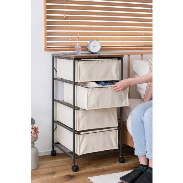 チェスト4段 アイボリー キャンバスチェスト キャスター付き 衣装ケース タンス クローゼット 収納 おもちゃ 洋服 洗面所 シンプル 隙間収納 おしゃれ |  | 11