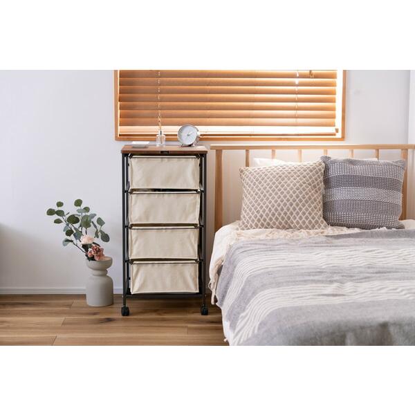 チェスト4段 アイボリー キャンバスチェスト キャスター付き 衣装ケース タンス クローゼット 収納 おもちゃ 洋服 洗面所 シンプル 隙間収納 おしゃれ |  | 05