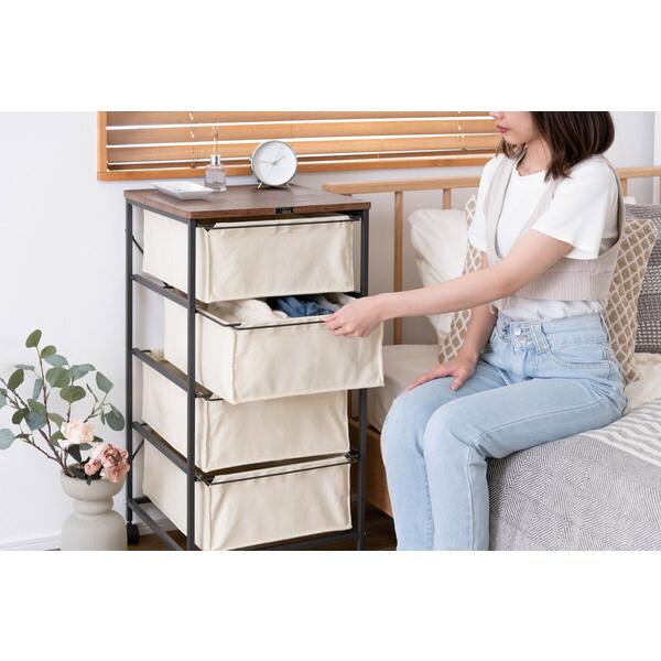 チェスト4段 アイボリー キャンバスチェスト キャスター付き 衣装ケース タンス クローゼット 収納 おもちゃ 洋服 洗面所 シンプル 隙間収納 おしゃれ |  | 09