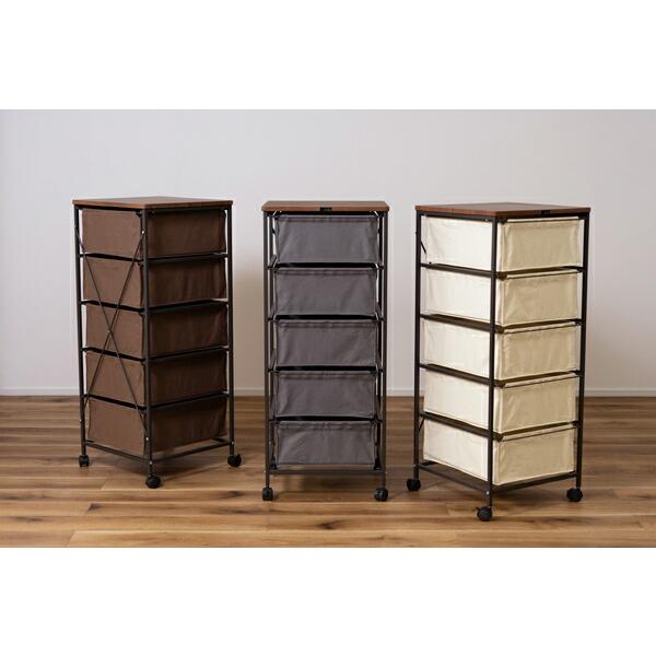 チェスト5段 ブラウン キャンバスチェスト キャスター付き 衣装ケース タンス クローゼット 収納 おもちゃ 洋服 洗面所 シンプル 隙間収納 おしゃれ |  | 07