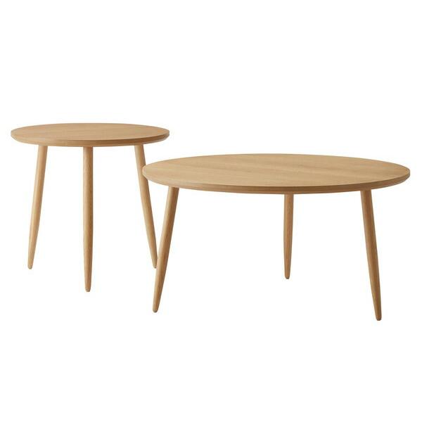 ラウンドテーブル L 木製 天然木 サイドテーブル リビングテーブル カフェテーブル おしゃれ 木目 コンパクト 作業台 ナチュラル |  | 02