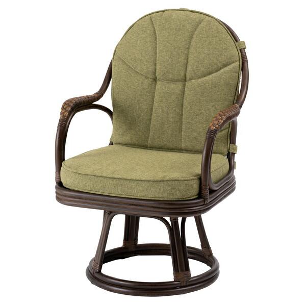 ラタン回転チェア グリーン 高座椅子 リラックス パーソナルチェア 1人掛け ソファー アジアン 和風 おしゃれ | 