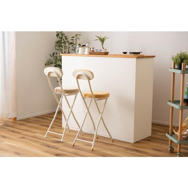 フォールディング ハイチェア ベージュ 折りたたみ カウンターチェアー コンパクト 椅子 イス いす 完成品 お洒落 可愛い かわいい チェアー 軽量 パイプ椅子 |  | 08