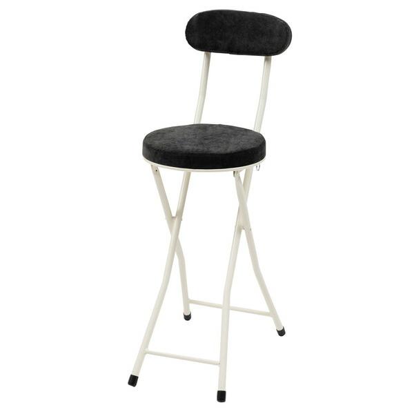 フォールディング ハイチェア ブラック 折りたたみ カウンターチェアー コンパクト 椅子 イス いす 完成品 お洒落 可愛い かわいい チェアー 軽量 パイプ椅子 | 