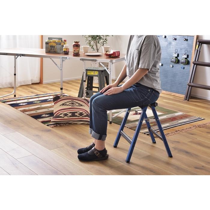 ステップスツール H ブルー スツール 折りたたみ ステップ台 踏み台 脚立 コンパクト スリム アルミ ガーデニング 洗車 木目 腰掛 カジュアル インテリア |  | 02