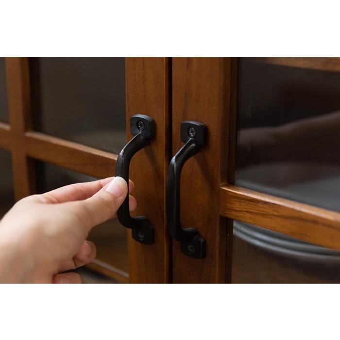 ティンバー キャビネット 幅80cm スリム お洒落 かわいい アイアン ガラス 木製 天然木 キッチン収納 食器棚 ミッドセンチュリー アンティーク モダン 高級感 |  | 05