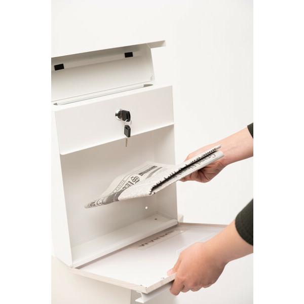 ポスト 郵便受け 壁掛け 壁付け 鍵付き シンプル コンパクト 北欧 メールボックス 玄関 郵便ポスト スチール ホワイト |  | 12