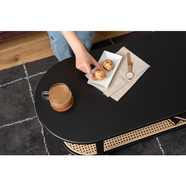 リビングテーブル ブラック センターテーブル ローテーブル ラタン風 棚付き おしゃれ モダン 北欧 幅100cm ひとり暮らし 作業台 在宅ワーク |  | 13