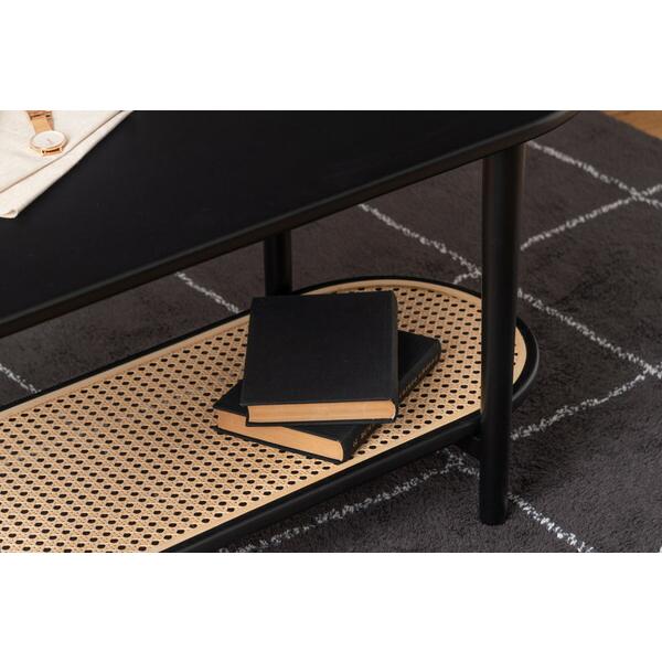 リビングテーブル ブラック センターテーブル ローテーブル ラタン風 棚付き おしゃれ モダン 北欧 幅100cm ひとり暮らし 作業台 在宅ワーク |  | 16