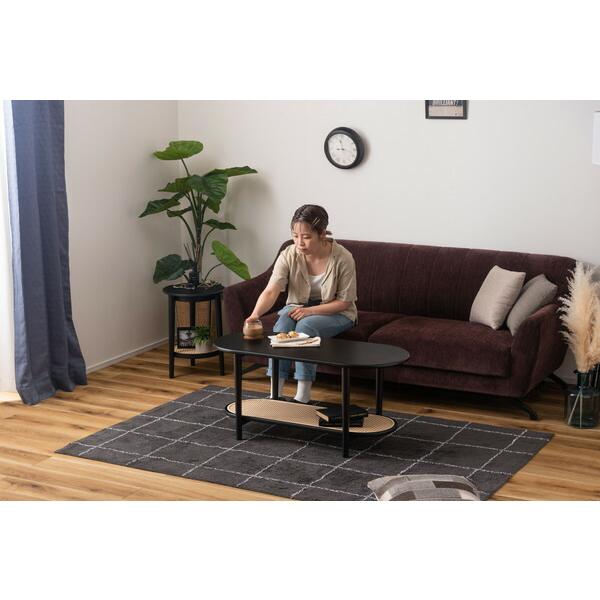 リビングテーブル ブラック センターテーブル ローテーブル ラタン風 棚付き おしゃれ モダン 北欧 幅100cm ひとり暮らし 作業台 在宅ワーク |  | 06