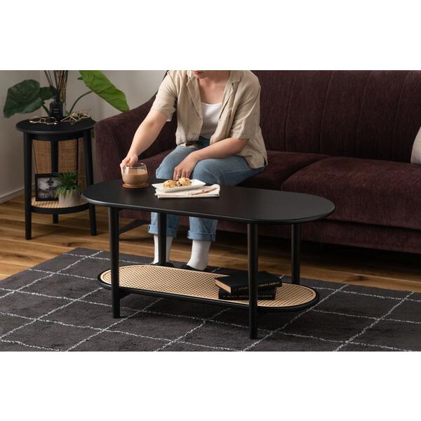 リビングテーブル ブラック センターテーブル ローテーブル ラタン風 棚付き おしゃれ モダン 北欧 幅100cm ひとり暮らし 作業台 在宅ワーク |  | 07