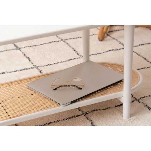 リビングテーブル ホワイト センターテーブル ローテーブル ラタン風 棚付き おしゃれ モダン 北欧 幅100cm ひとり暮らし 作業台 在宅ワーク |  | 15