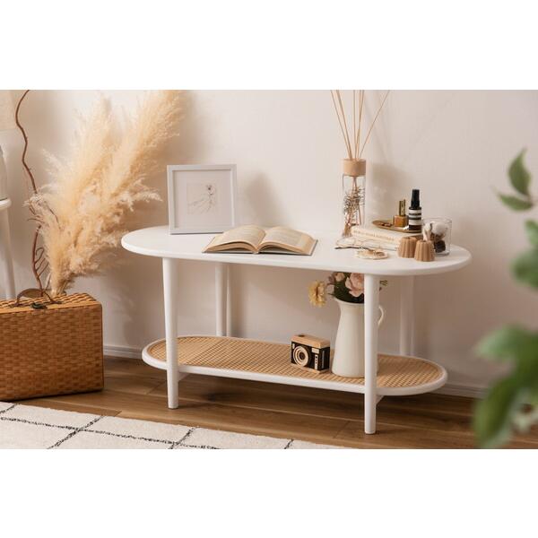 リビングテーブル ホワイト センターテーブル ローテーブル ラタン風 棚付き おしゃれ モダン 北欧 幅100cm ひとり暮らし 作業台 在宅ワーク |  | 17