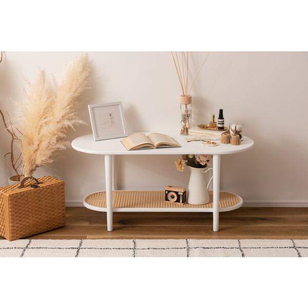 リビングテーブル ホワイト センターテーブル ローテーブル ラタン風 棚付き おしゃれ モダン 北欧 幅100cm ひとり暮らし 作業台 在宅ワーク |  | 18