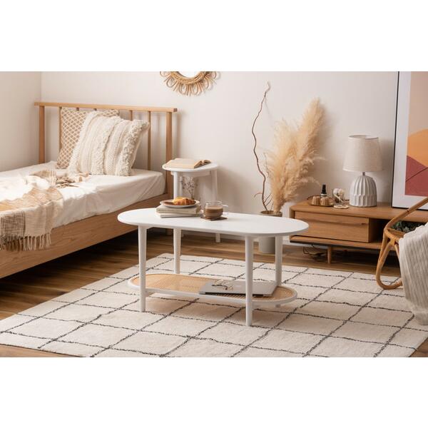 リビングテーブル ホワイト センターテーブル ローテーブル ラタン風 棚付き おしゃれ モダン 北欧 幅100cm ひとり暮らし 作業台 在宅ワーク |  | 06