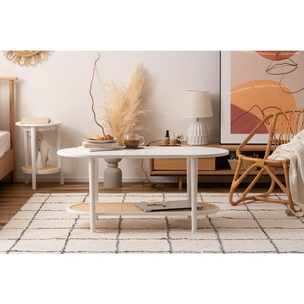 リビングテーブル ホワイト センターテーブル ローテーブル ラタン風 棚付き おしゃれ モダン 北欧 幅100cm ひとり暮らし 作業台 在宅ワーク |  | 07