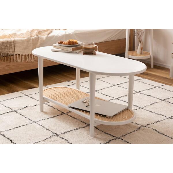 リビングテーブル ホワイト センターテーブル ローテーブル ラタン風 棚付き おしゃれ モダン 北欧 幅100cm ひとり暮らし 作業台 在宅ワーク |  | 08