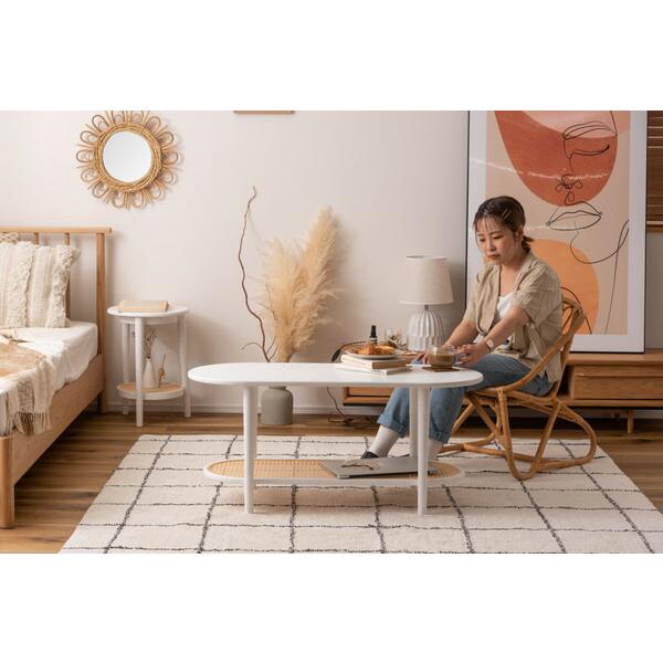 リビングテーブル ホワイト センターテーブル ローテーブル ラタン風 棚付き おしゃれ モダン 北欧 幅100cm ひとり暮らし 作業台 在宅ワーク |  | 09