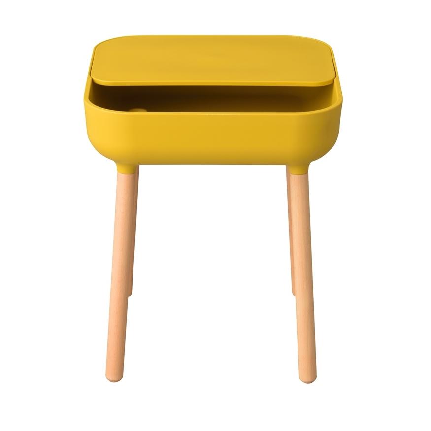 サイドテーブル イエロー 収納付き かわいい ナイトテーブル ミニテーブル 木製 コード穴 ソファーテーブル 天然木 コンパクト スリム おしゃれ シンプル |  | 02