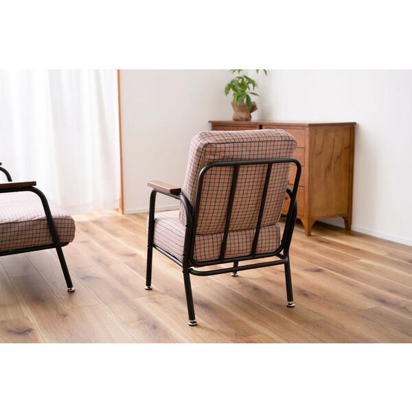 ソファ 1人掛け チェック ポケットコイル コンパクト おしゃれ かわいい カフェ リビング 椅子 いす 肘掛け スチール グレー |  | 10