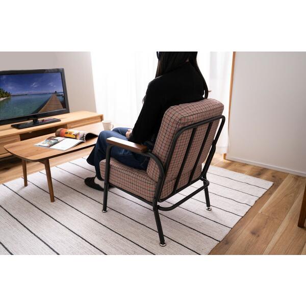 ソファ 1人掛け チェック ポケットコイル コンパクト おしゃれ かわいい カフェ リビング 椅子 いす 肘掛け スチール グレー |  | 17