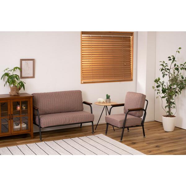 ソファ 1人掛け チェック ポケットコイル コンパクト おしゃれ かわいい カフェ リビング 椅子 いす 肘掛け スチール グレー |  | 06