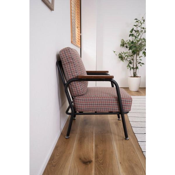 ソファ 1人掛け チェック ポケットコイル コンパクト おしゃれ かわいい カフェ リビング 椅子 いす 肘掛け スチール グレー |  | 09