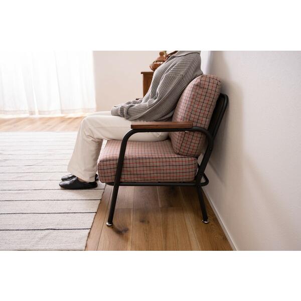 ソファ 2人掛け チェック ポケットコイル コンパクト おしゃれ かわいい カフェ リビング 椅子 いす 肘掛け スチール グレー |  | 14