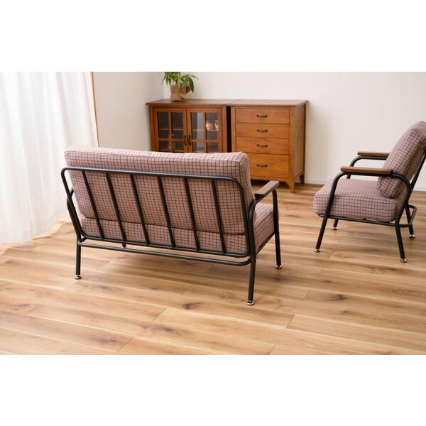 ソファ 2人掛け チェック ポケットコイル コンパクト おしゃれ かわいい カフェ リビング 椅子 いす 肘掛け スチール グレー |  | 08