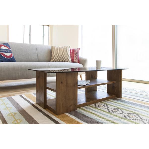 センターテーブル 幅100cm ガラステーブル 収納棚付き ローテーブル リビングテーブル コーヒーテーブル 西海岸 男前 |  | 05