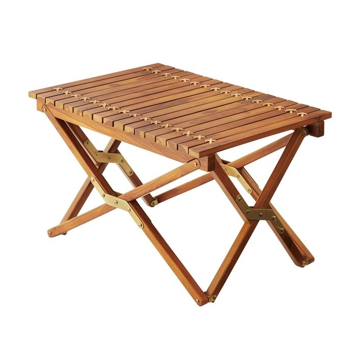 フォールディングテーブルＳＳ 折りたたみテーブル おしゃれ 本革 アウトドア レジャー キャンプ センターテーブル コンパクト 木製 カフェ テラス ベランダ | 