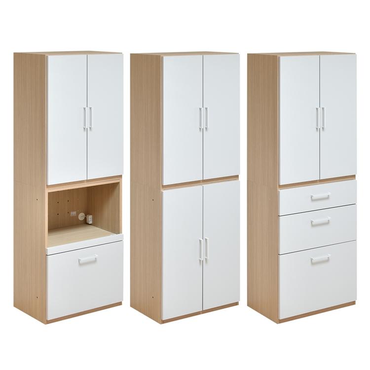 2段タイプ AFCH0097 国産 シェルフ キッチン 収納 チェスト 開き戸 オープン引き出し スタッキング 棚 3段 2点セット 2段 完成品 |  | 19