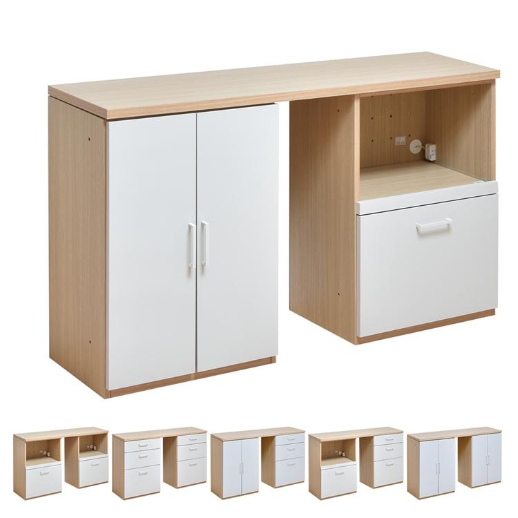 2列 隙間小タイプ AFCH0099 国産 シェルフ キッチン 収納 キャビネット オープン引き出し スタッキング 棚 開き戸 両開き 2点セット 完成品 |  | 19