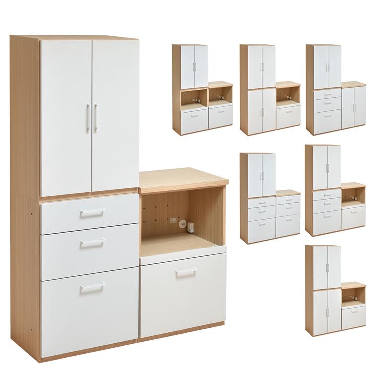 2段+幅60タイプ AFCH0101 国産 シェルフ キッチン 収納 キャビネット スタッキング 開き戸 2段 食器棚 炊飯器 家電 壁面収納 可動棚 3点セット 完成品 |  | 19