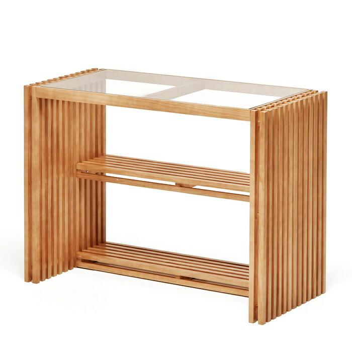 デスク 強化ガラス天板 幅100cm 天然木 棚付き FOREST ブラウン パソコンデスク PCデスク 書斎机 書斎デスク 高級感 和モダン 和風 北欧 木製 本棚 ガラス天板 | ブランド登録なし | 19