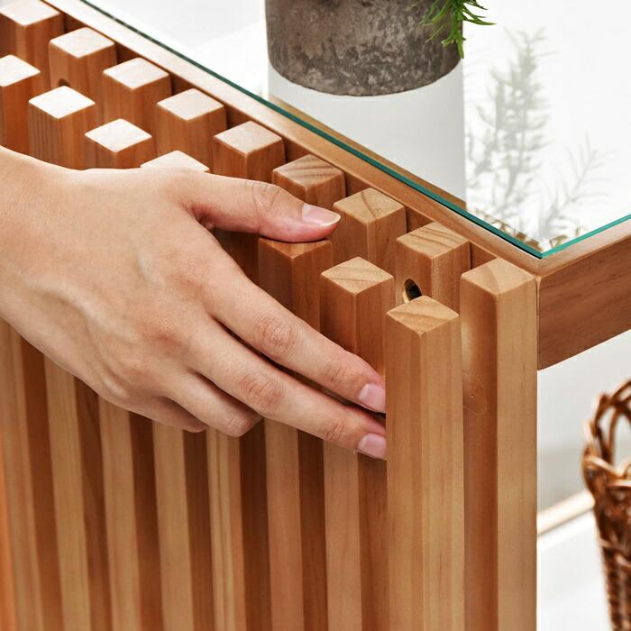 ラック 3段 ガラス棚 天然木 幅 90cm ブラウン オープンラック 飾り棚 見せる収納 和モダン 高級感 和風 和室 北欧 木製 本棚 棚 収納家具 格子 おしゃれ ラック | ブランド登録なし | 13