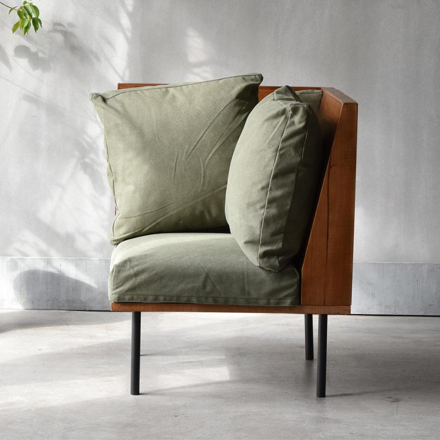 L型角ソファー 一人掛け クッション付き コーナー 脚取り外し フロア ファブリック キャンバス コーデュロイ スチール脚 infinite ベージュ/グリーン/ブラウン | ブランド登録なし | 23