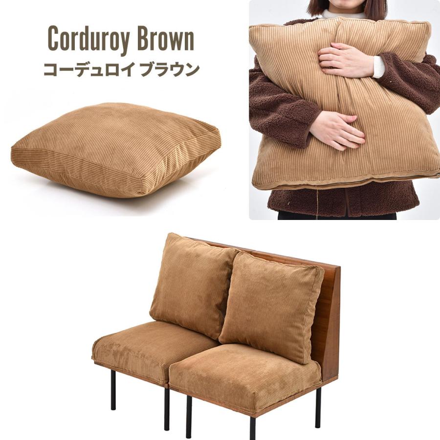 二人掛けソファー  クッション付き 脚取り外し フロア ファブリック キャンバス コーデュロイ スチール脚 ベージュ/グリーン/ブラウン リビング ローソファ | ブランド登録なし | 20