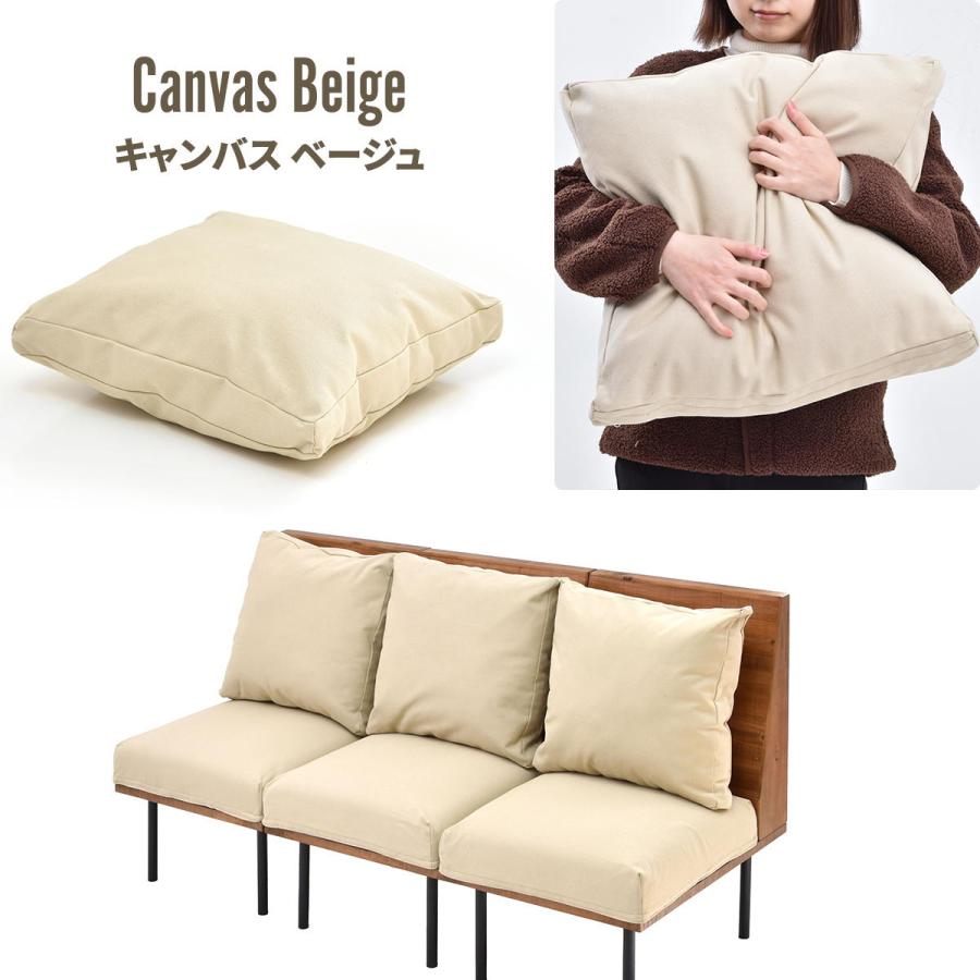 三人掛けソファー  クッション付き 脚取り外し フロア ファブリック キャンバス コーデュロイ スチール脚 ベージュ/グリーン/ブラウン リビング ローソファ | ブランド登録なし | 18