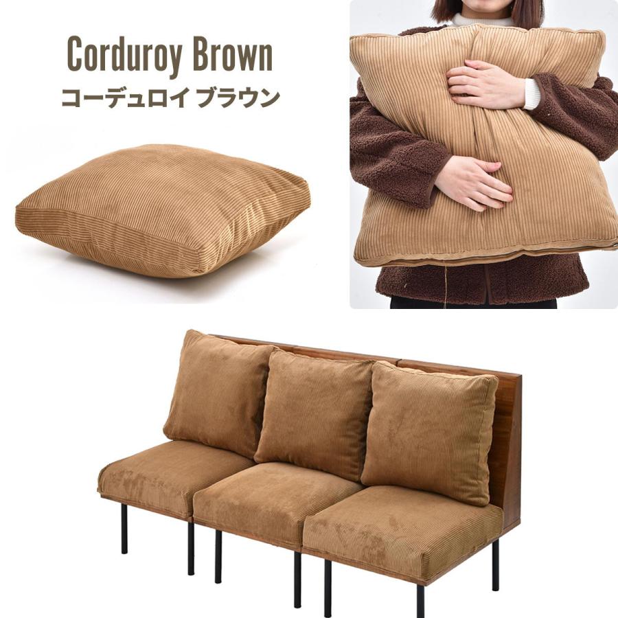 三人掛けソファー  クッション付き 脚取り外し フロア ファブリック キャンバス コーデュロイ スチール脚 ベージュ/グリーン/ブラウン リビング ローソファ | ブランド登録なし | 20