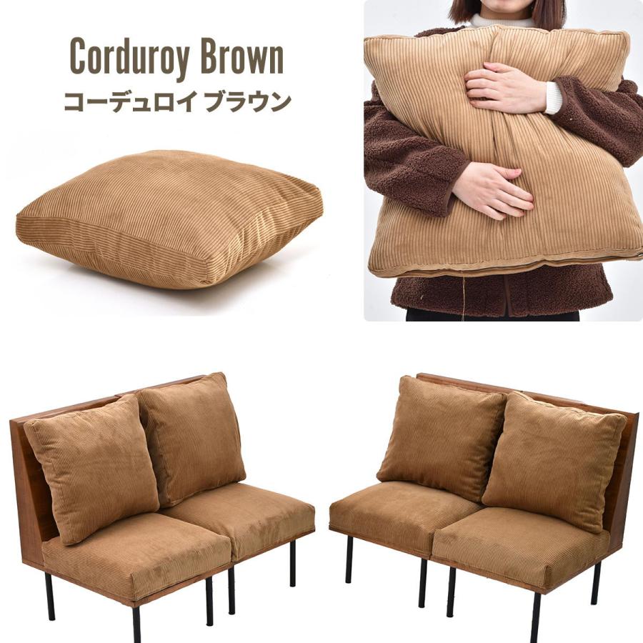 四人掛けソファー  クッション付き 脚取り外し フロア ファブリック キャンバス コーデュロイ スチール脚 ベージュ/グリーン/ブラウン リビング ローソファ | ブランド登録なし | 20