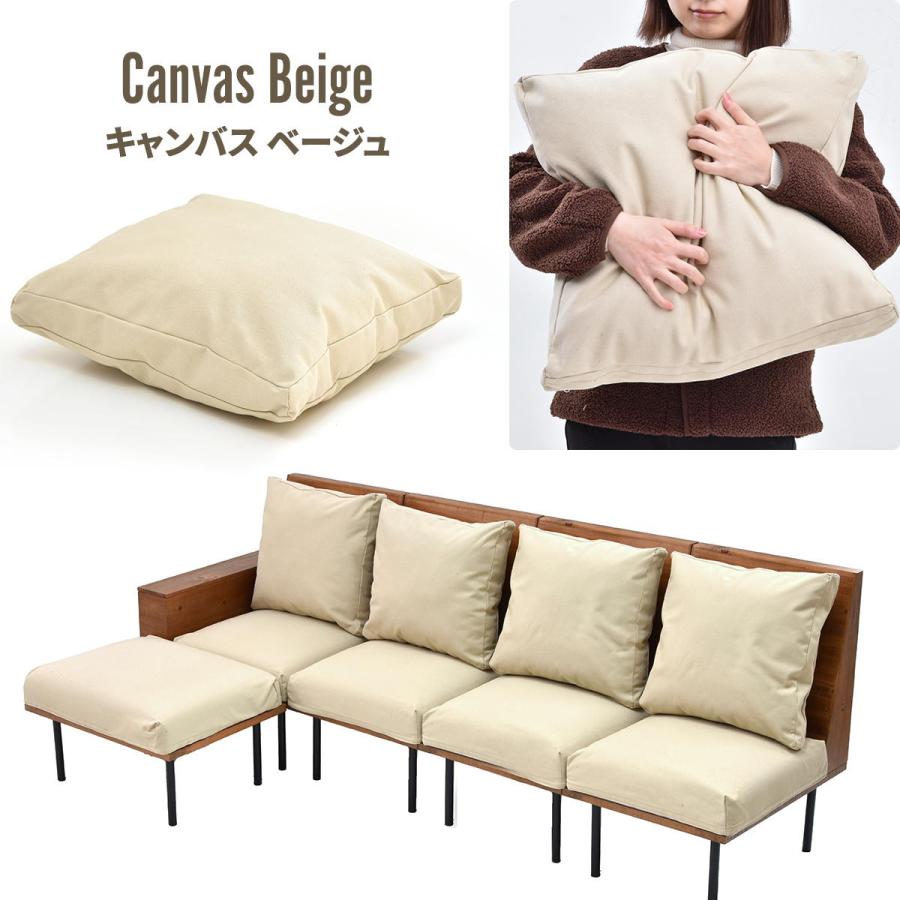 カウチソファー 四人掛け クッション付 脚取り外し フロア ファブリック キャンバス コーデュロイ スチール脚 ベージュ/グリーン/ブラウン リビング ローソファ | ブランド登録なし | 18